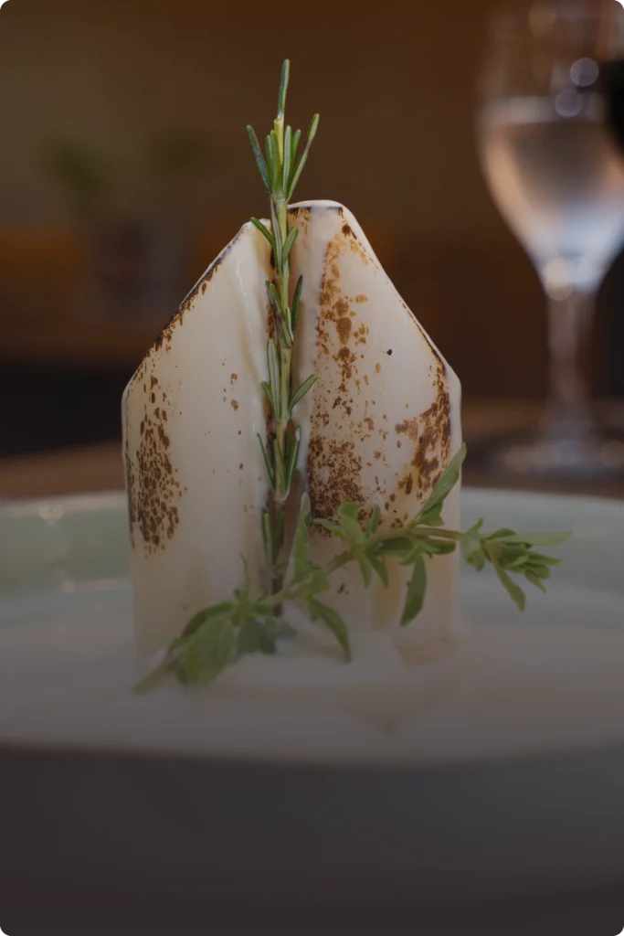 Prato gourmet com palmito pupunha assado aos dois queijos.