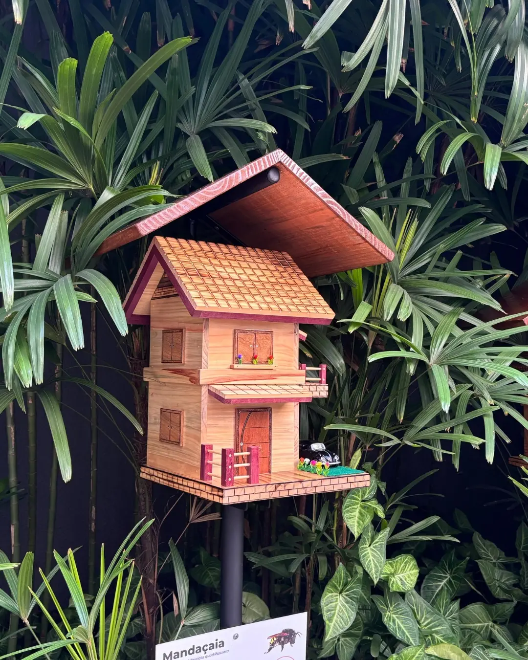 Experiências 14 Meliponário do Nadai Confort Hotel em Foz do Iguaçu com plaquinha escrito mandaçaia.